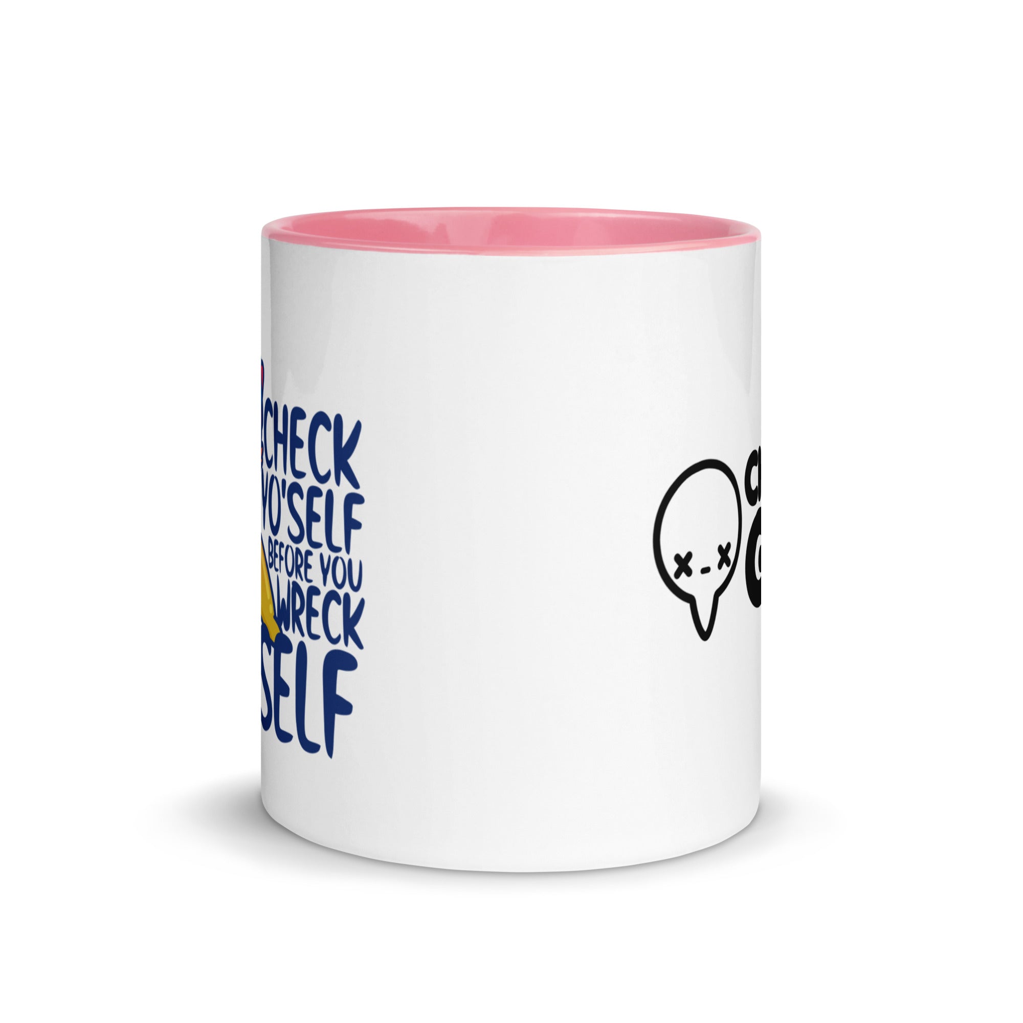 CHECK YOSELF - Mug With Color Inside - ChubbleGumLLC