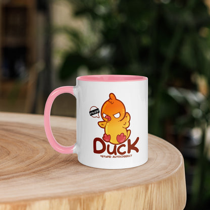 DUCK STUPID AUTOCORRECT - Mug with Color Inside - ChubbleGumLLC