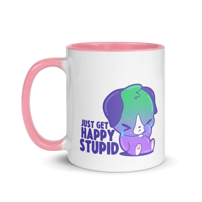 JUST GET HAPPY STUPID - Mug With Color Inside - ChubbleGumLLC