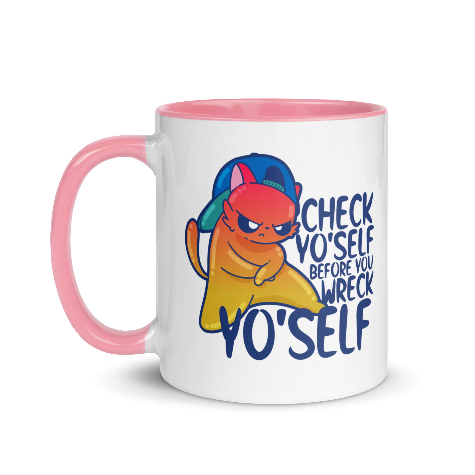 CHECK YOSELF - Mug With Color Inside - ChubbleGumLLC