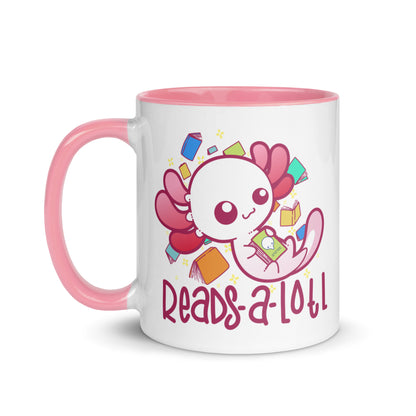 READS A LOTL - Mug with Color Inside - ChubbleGumLLC