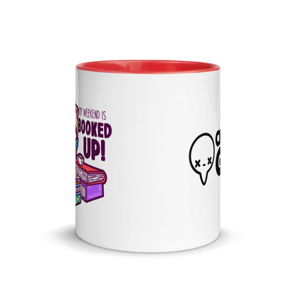 MY WEEKEND IS ALL BOOKED UP - Mug with Color Inside - ChubbleGumLLC