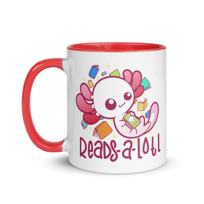 READS A LOTL - Mug with Color Inside - ChubbleGumLLC