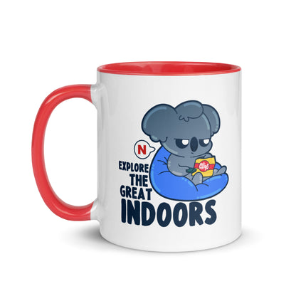 EXPLORE THE GREAT INDOORS - Mug with Color Inside - ChubbleGumLLC