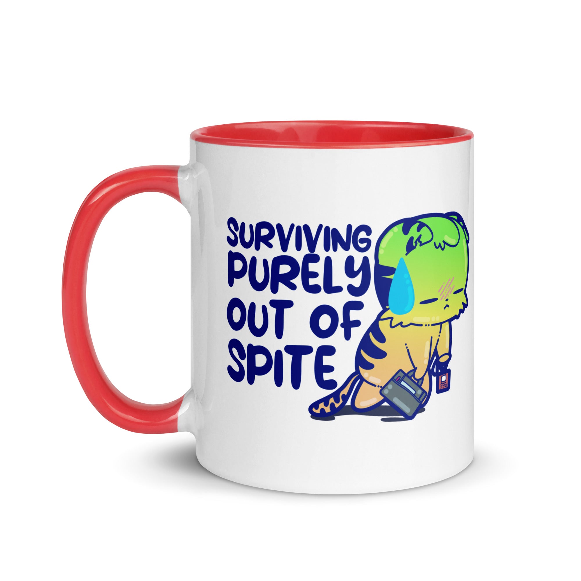 SURVIVING PURELY OUT OF SPITE - Mug with Color Inside - ChubbleGumLLC