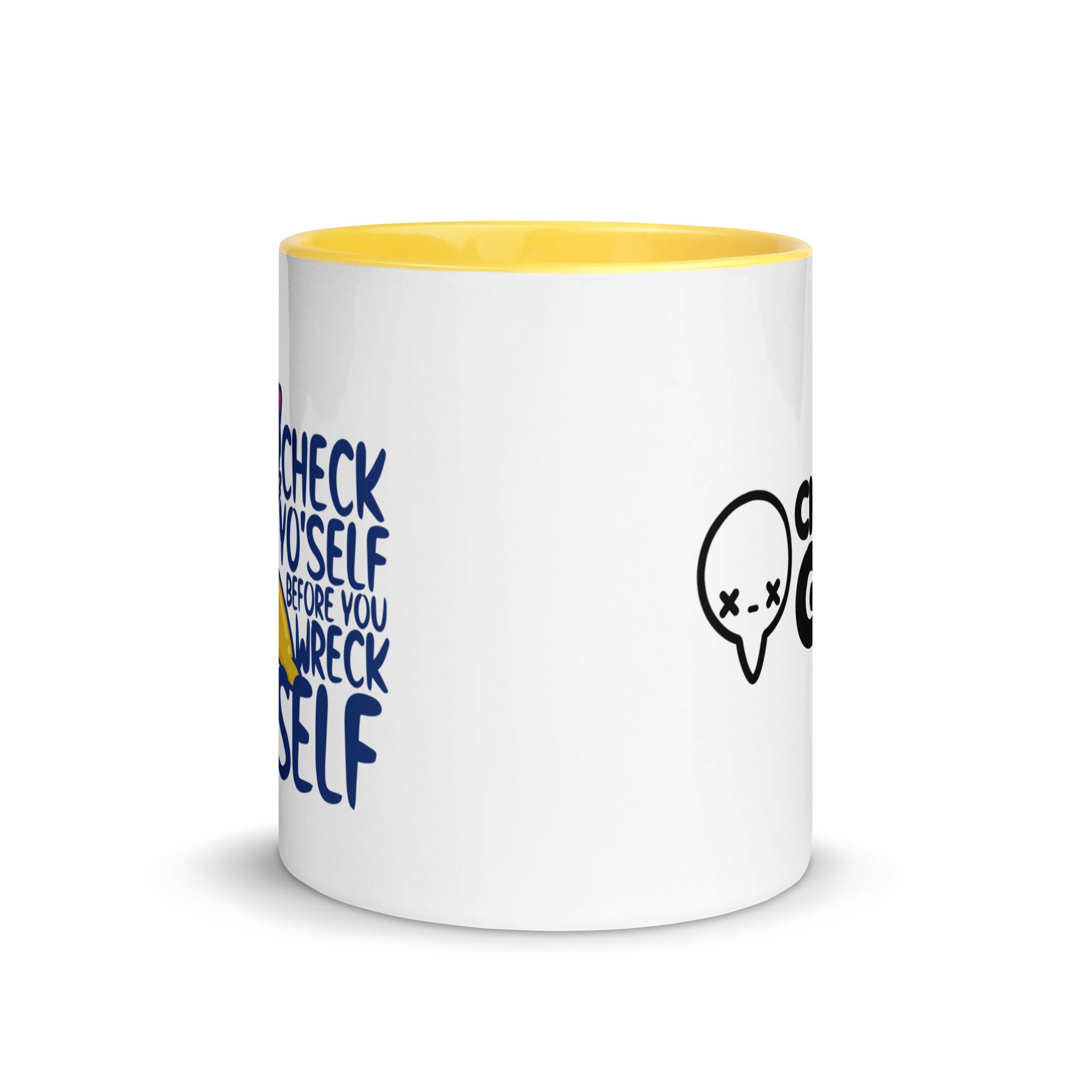 CHECK YOSELF - Mug With Color Inside - ChubbleGumLLC