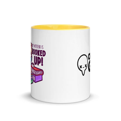 MY WEEKEND IS ALL BOOKED UP - Mug with Color Inside - ChubbleGumLLC