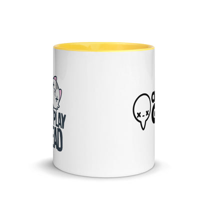 AVOID REAL LIFE PLAY DEAD - Mug with Color Inside - ChubbleGumLLC