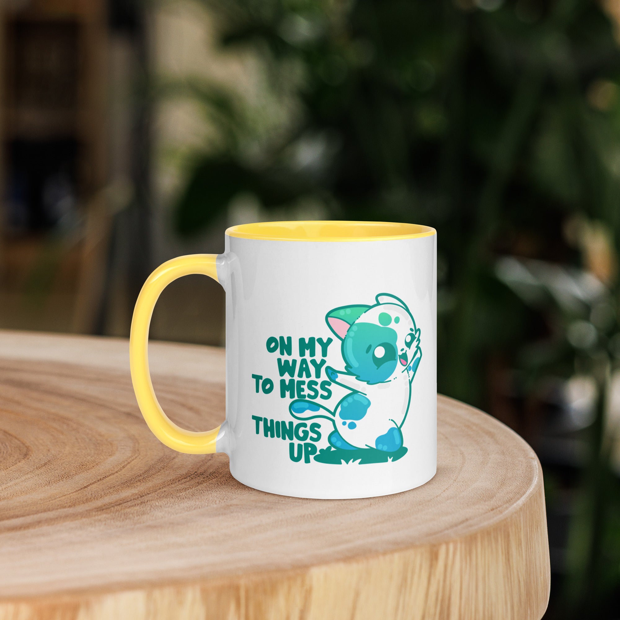 ON MY WAY TO MESS THINGS UP - Mug with Color Inside - ChubbleGumLLC