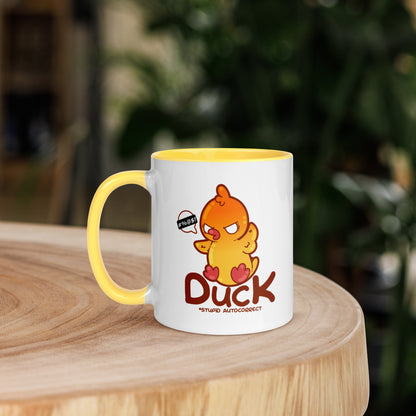 DUCK STUPID AUTOCORRECT - Mug with Color Inside - ChubbleGumLLC