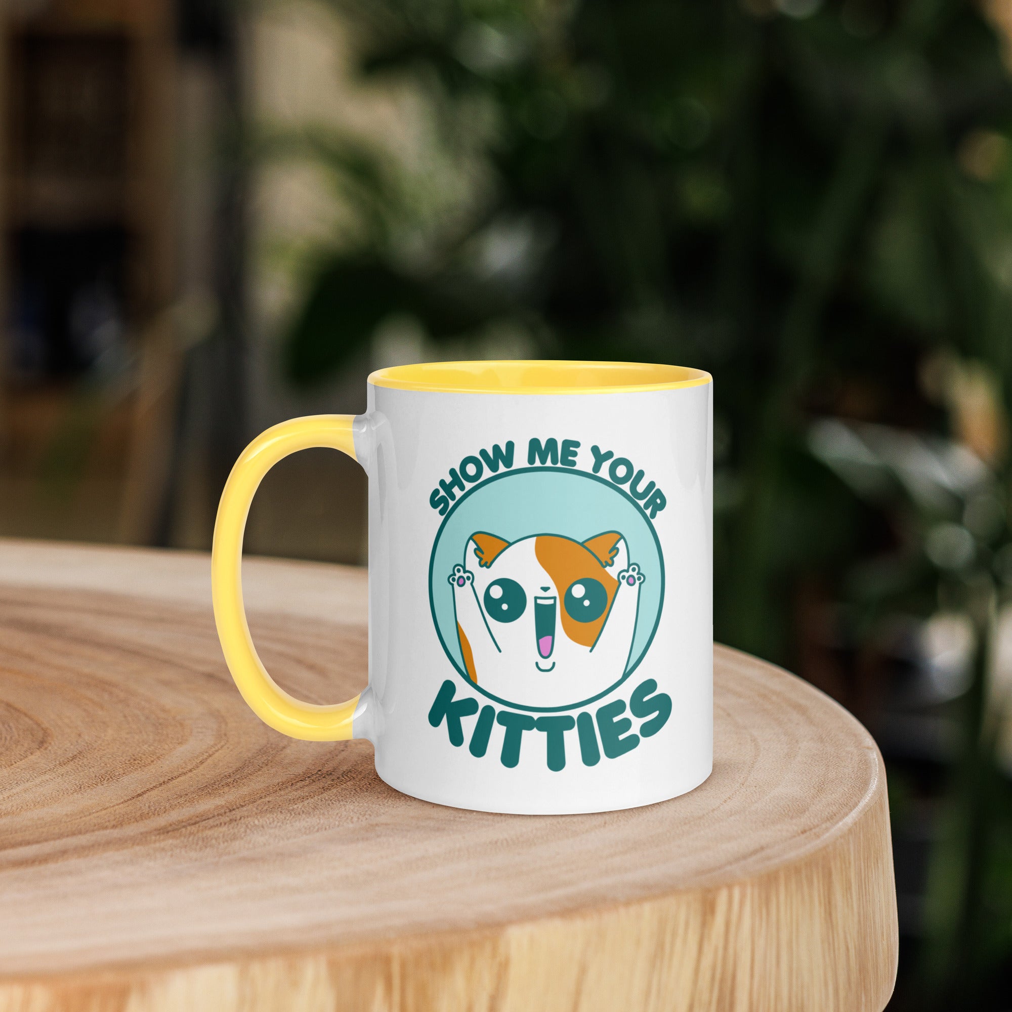 SHOW ME YOUR KITTIES - Mug with Color Inside - ChubbleGumLLC