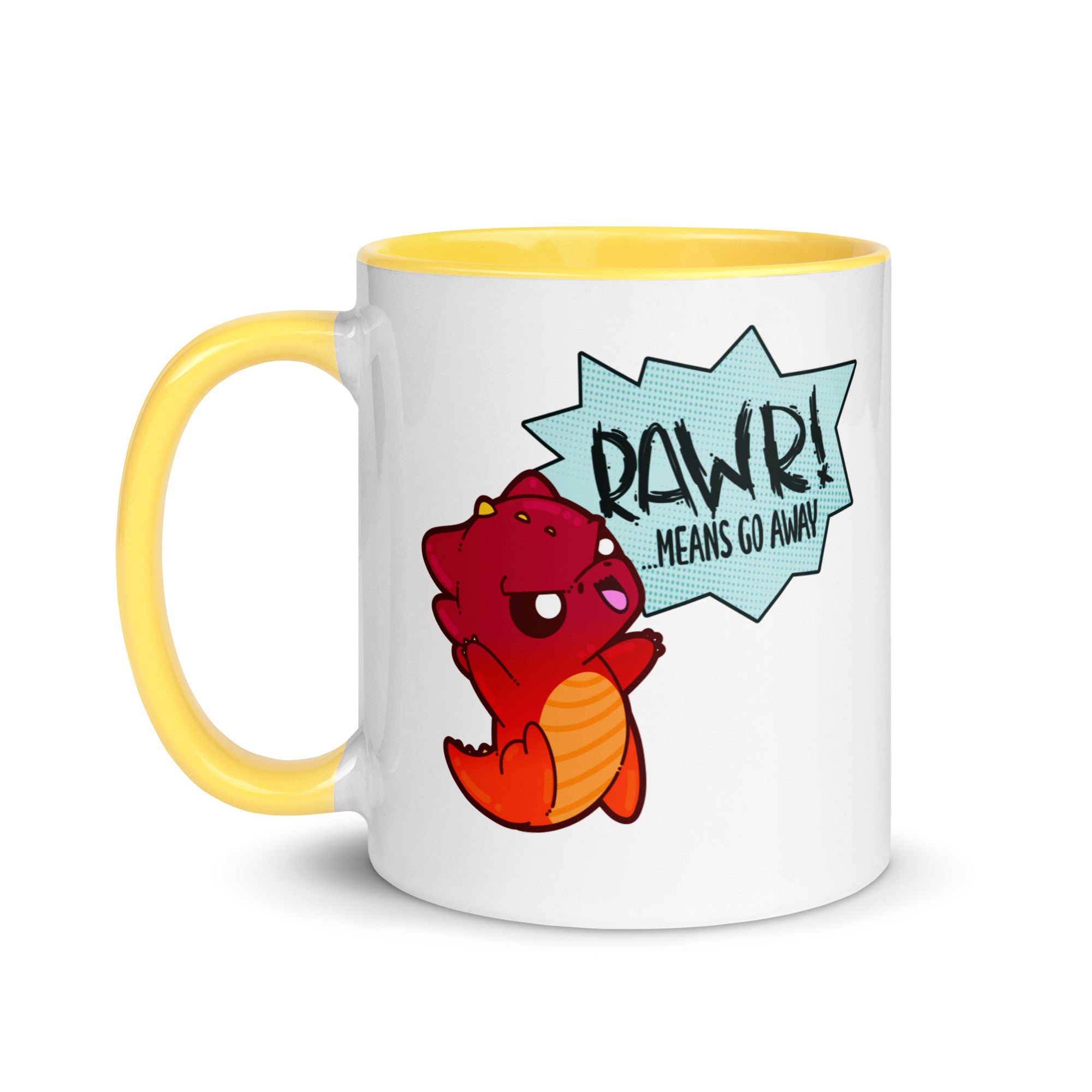 RAWR MEANS GO AWAY - Mug with Color Inside - ChubbleGumLLC