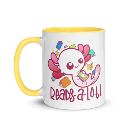 READS A LOTL - Mug with Color Inside - ChubbleGumLLC