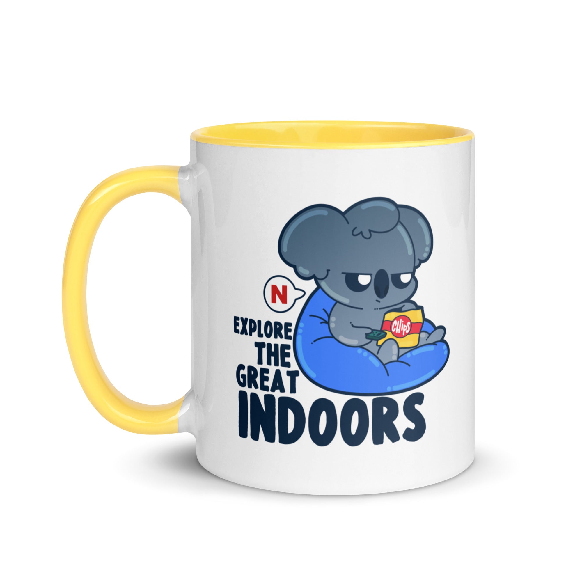 EXPLORE THE GREAT INDOORS - Mug with Color Inside - ChubbleGumLLC