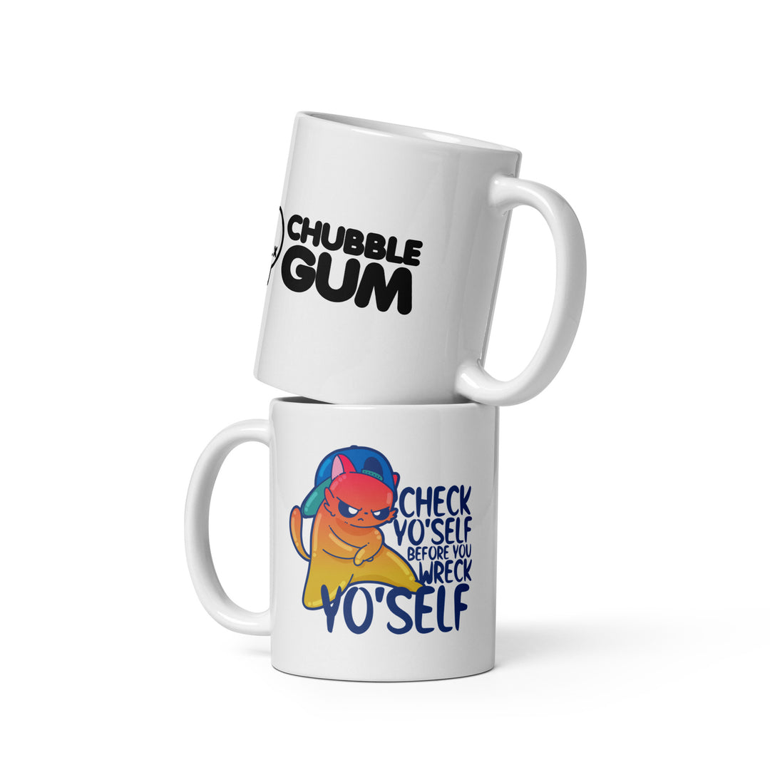 CHECK YOSELF - Coffee Mug - ChubbleGumLLC