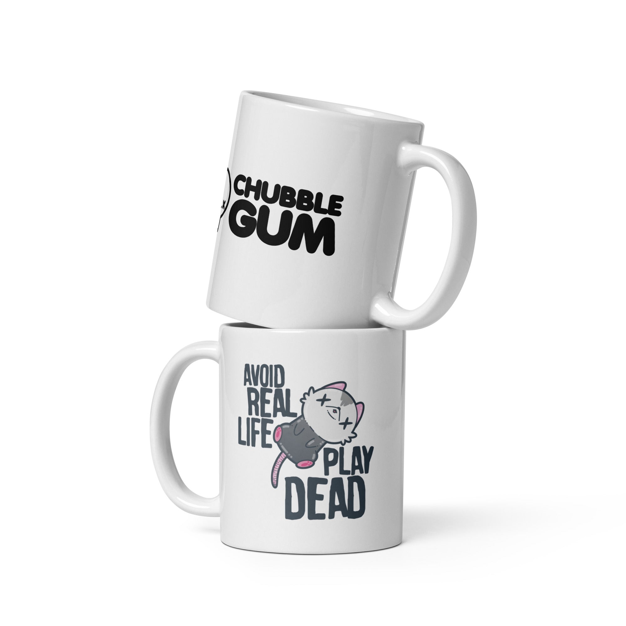 AVOID REAL LIFE PLAY DEAD - Coffee Mug - ChubbleGumLLC