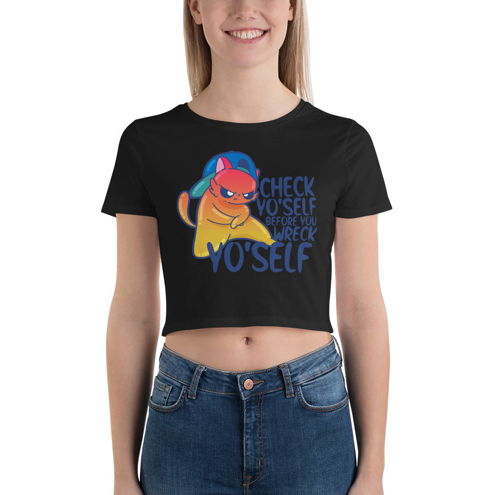 CHECK YOSELF - Cropped Tee - ChubbleGumLLC