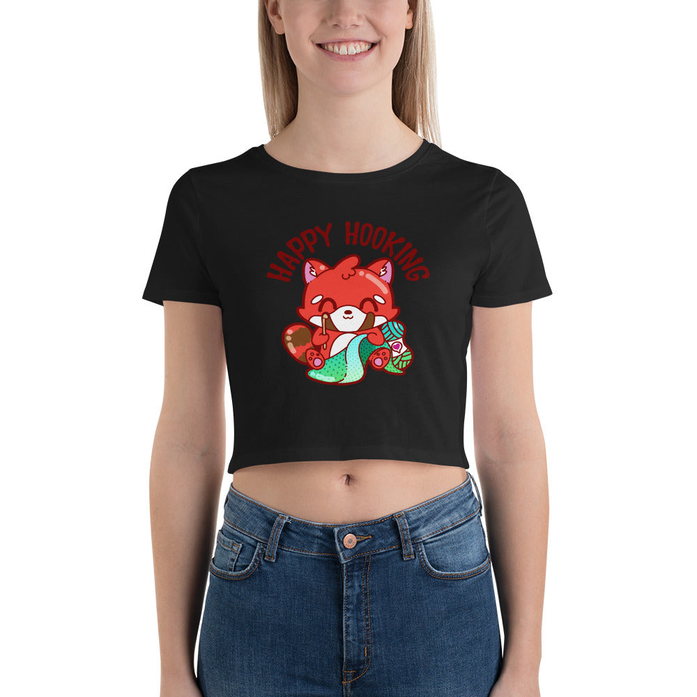 HAPPY HOOKING - Crop Tee - ChubbleGumLLC