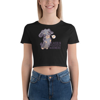 EASILY DISTRACTED BY WIENERS - Cropped Tee - ChubbleGumLLC