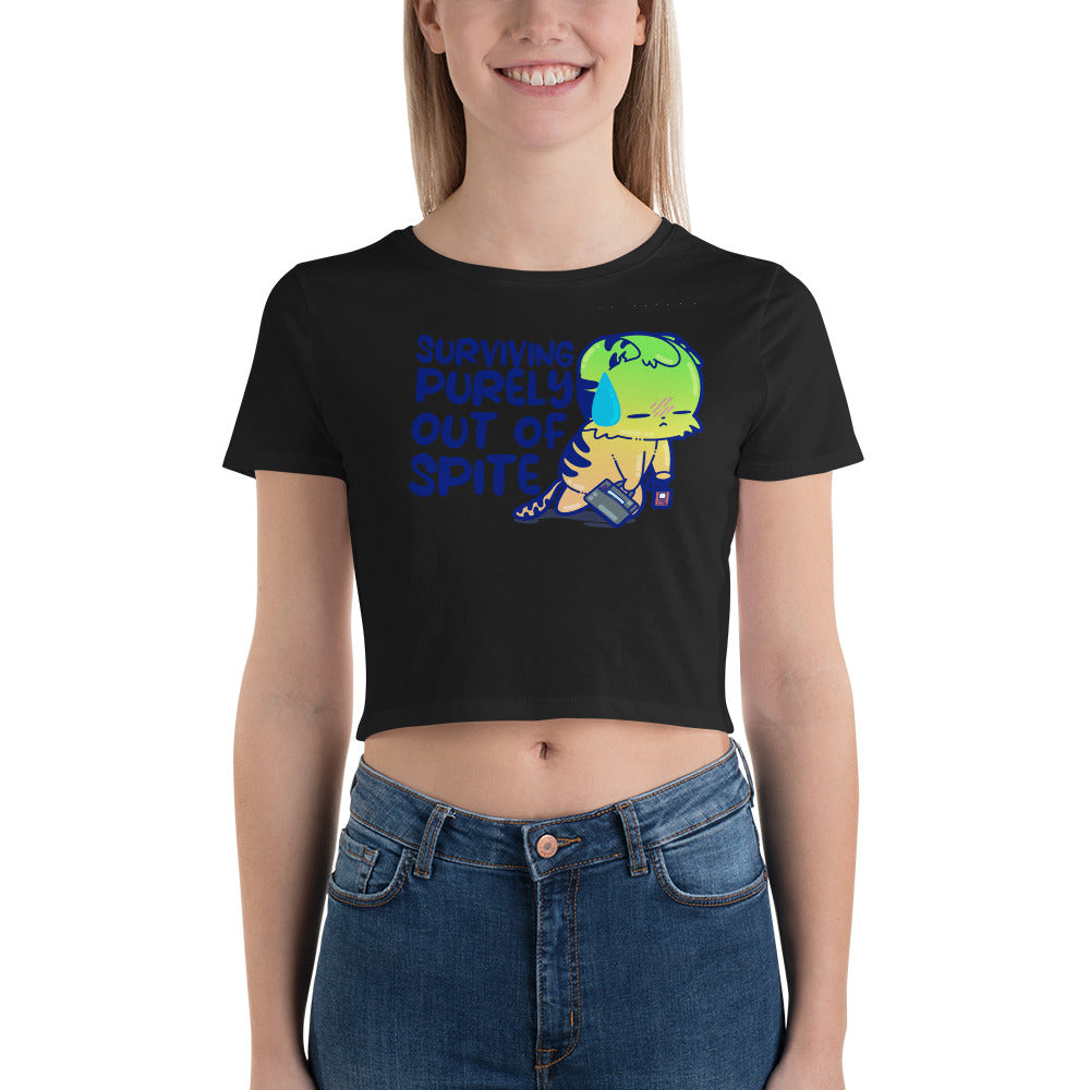 SURVIVING PURELY OUT OF SPITE - Cropped Tee - ChubbleGumLLC