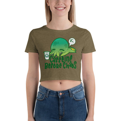 CAFFEINE BEFORE CHAOS - Cropped Tee - ChubbleGumLLC