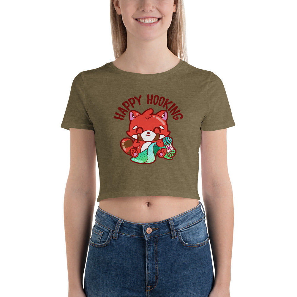 HAPPY HOOKING - Crop Tee - ChubbleGumLLC