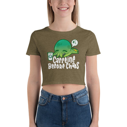 CAFFEINE BEFORE CHAOS - Modded Cropped Tee - ChubbleGumLLC