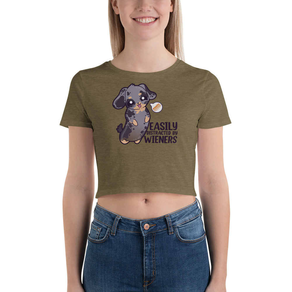 EASILY DISTRACTED BY WIENERS - Cropped Tee - ChubbleGumLLC