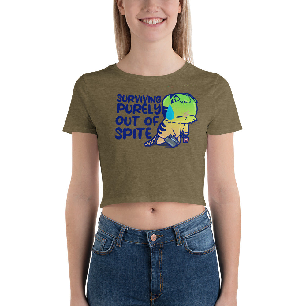 SURVIVING PURELY OUT OF SPITE - Cropped Tee - ChubbleGumLLC