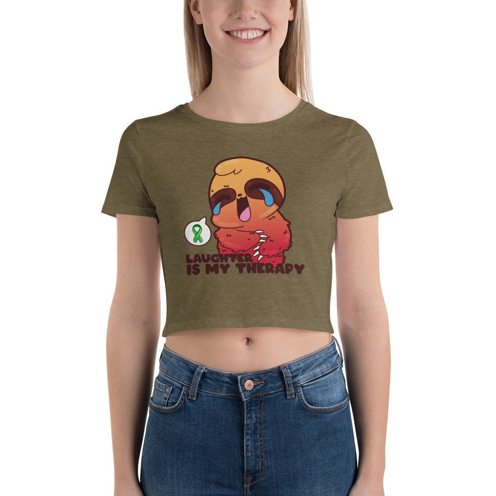 LAUGHTER IS MY THERAPY - Cropped Tee - ChubbleGumLLC