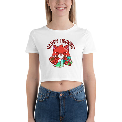 HAPPY HOOKING - Crop Tee - ChubbleGumLLC