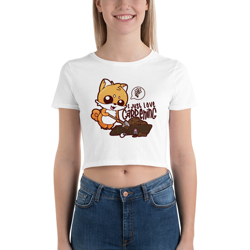 I JUST LOVE GARDENING - Crop Tee - ChubbleGumLLC