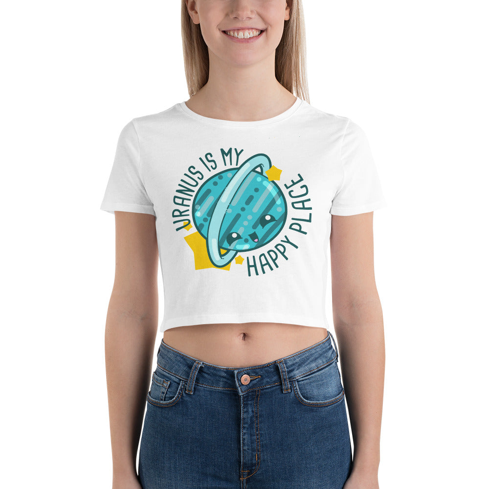 URANUS IS MY HAPPY PLACE - Cropped Tee - ChubbleGumLLC