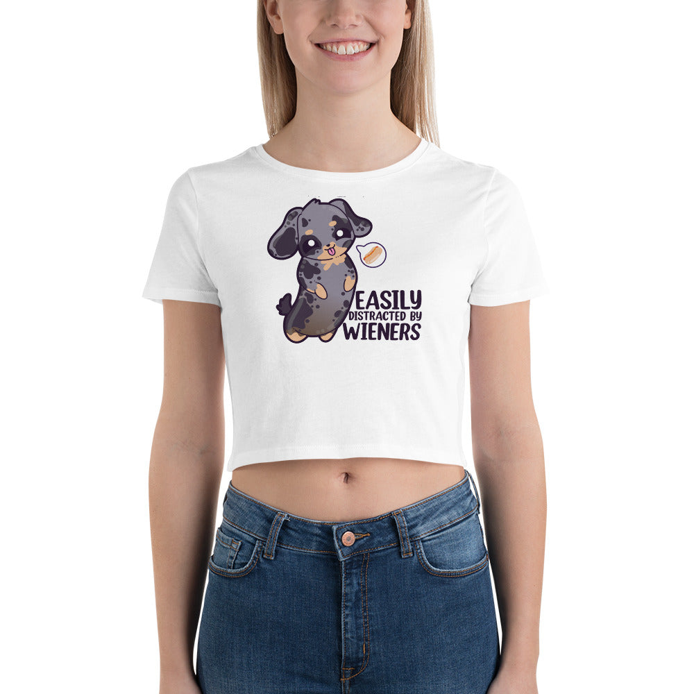 EASILY DISTRACTED BY WIENERS - Cropped Tee - ChubbleGumLLC