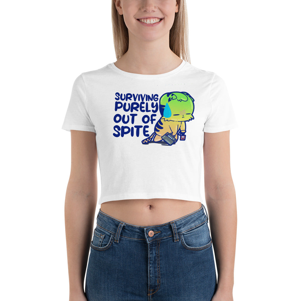 SURVIVING PURELY OUT OF SPITE - Cropped Tee - ChubbleGumLLC