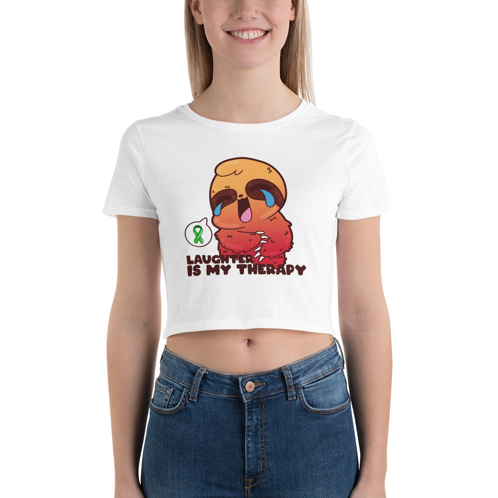 LAUGHTER IS MY THERAPY - Cropped Tee - ChubbleGumLLC