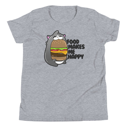 FOOD MAKES ME HAPPY - Kids Tee - ChubbleGumLLC