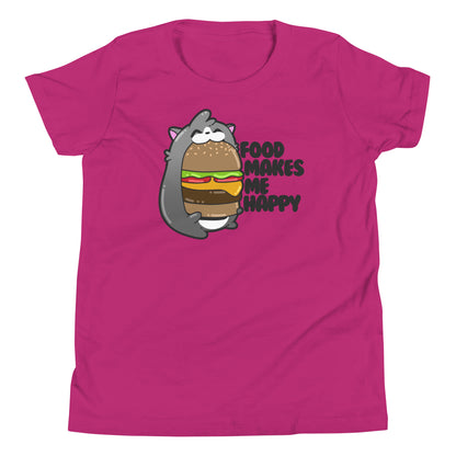 FOOD MAKES ME HAPPY - Kids Tee - ChubbleGumLLC