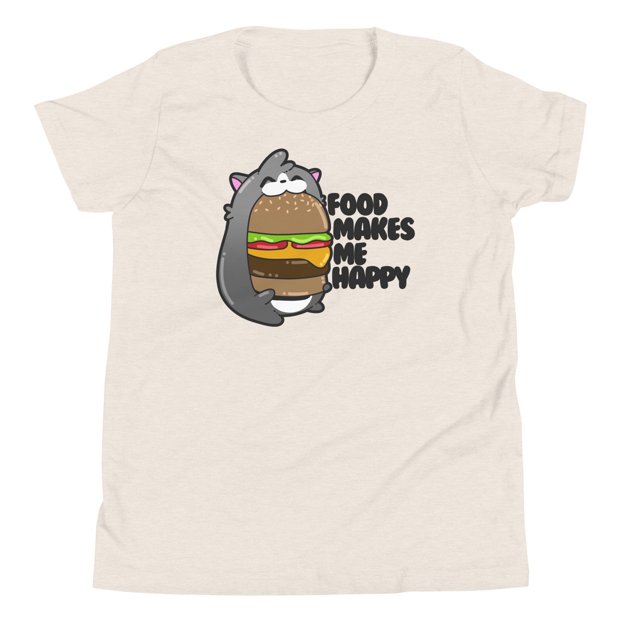 FOOD MAKES ME HAPPY - Kids Tee - ChubbleGumLLC