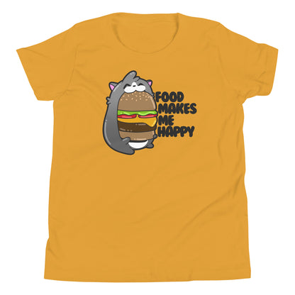 FOOD MAKES ME HAPPY - Kids Tee - ChubbleGumLLC