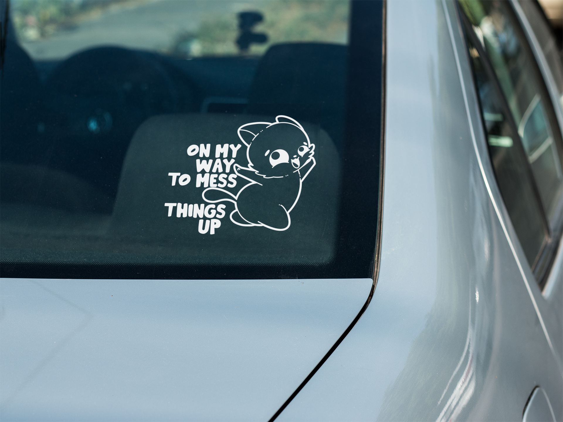 Vinyl Window Decal - On My Way To Mess Things Up - ChubbleGumLLC